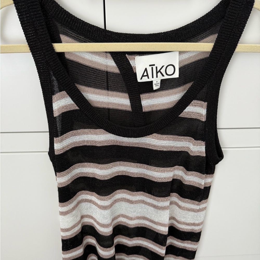 Aiko Black and White Tank Top Striped Sleeveless